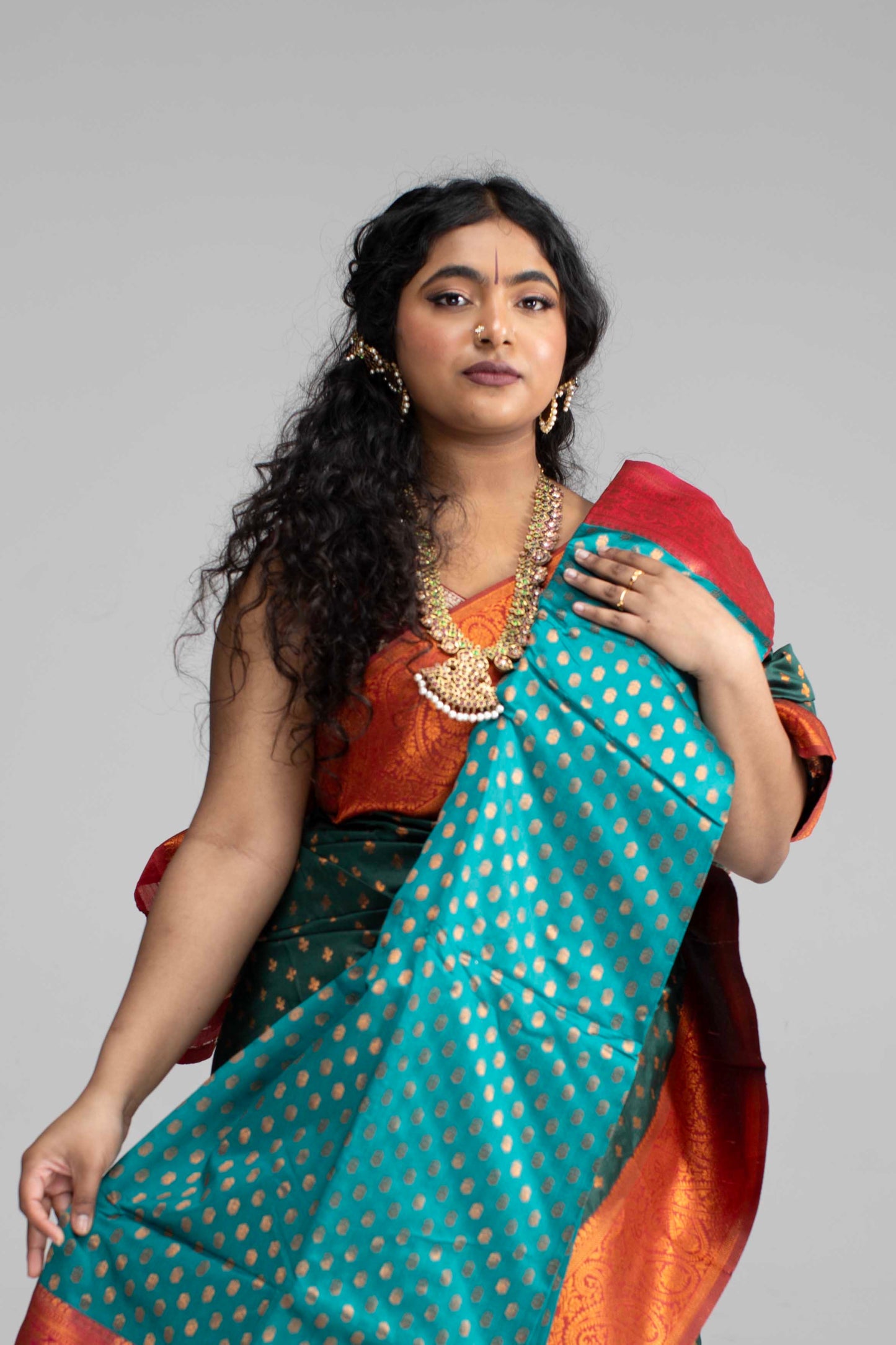 Traditional Dark Green Saree with Rich Border