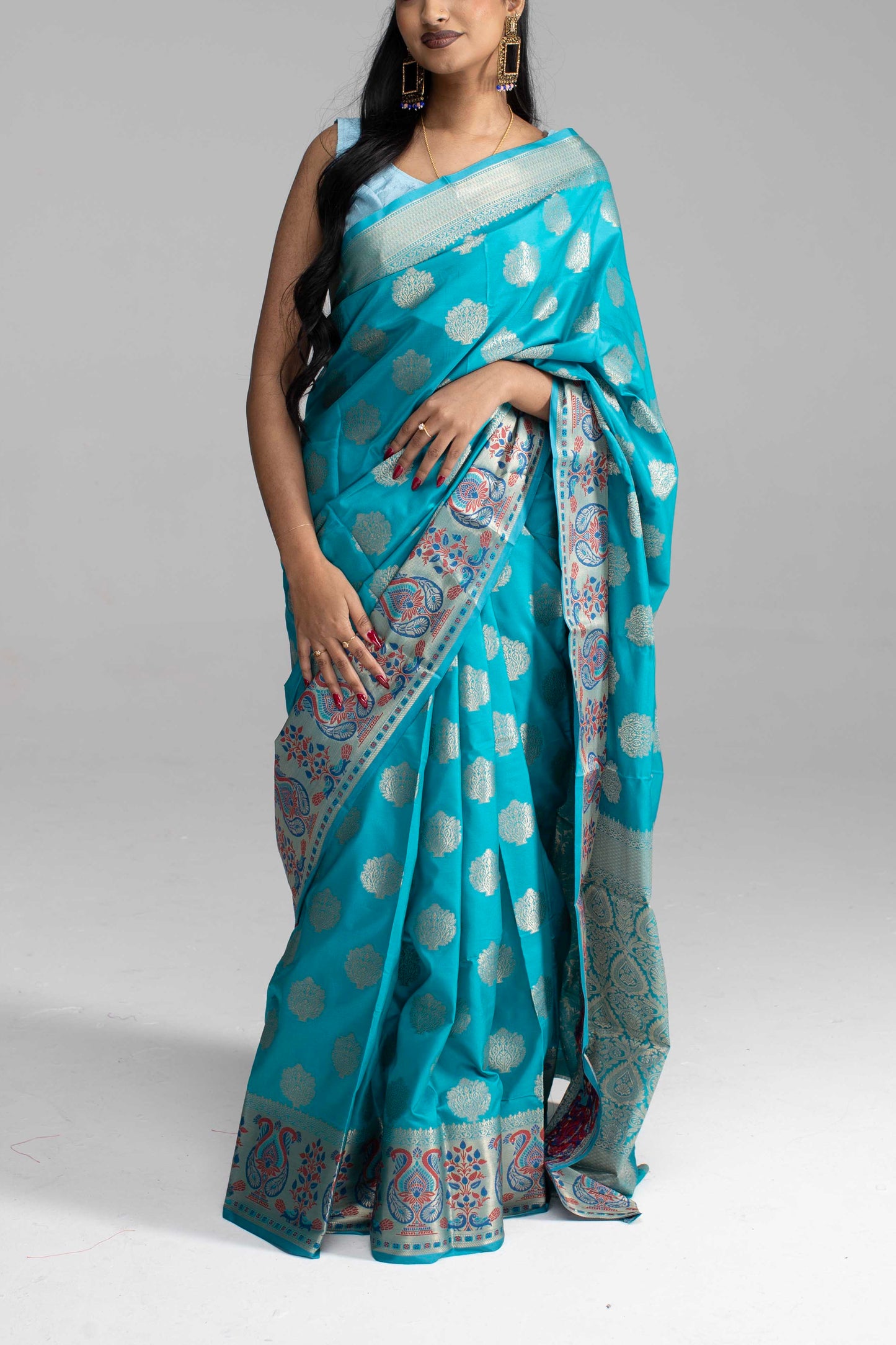 Baby Blue Saree with Butta Work