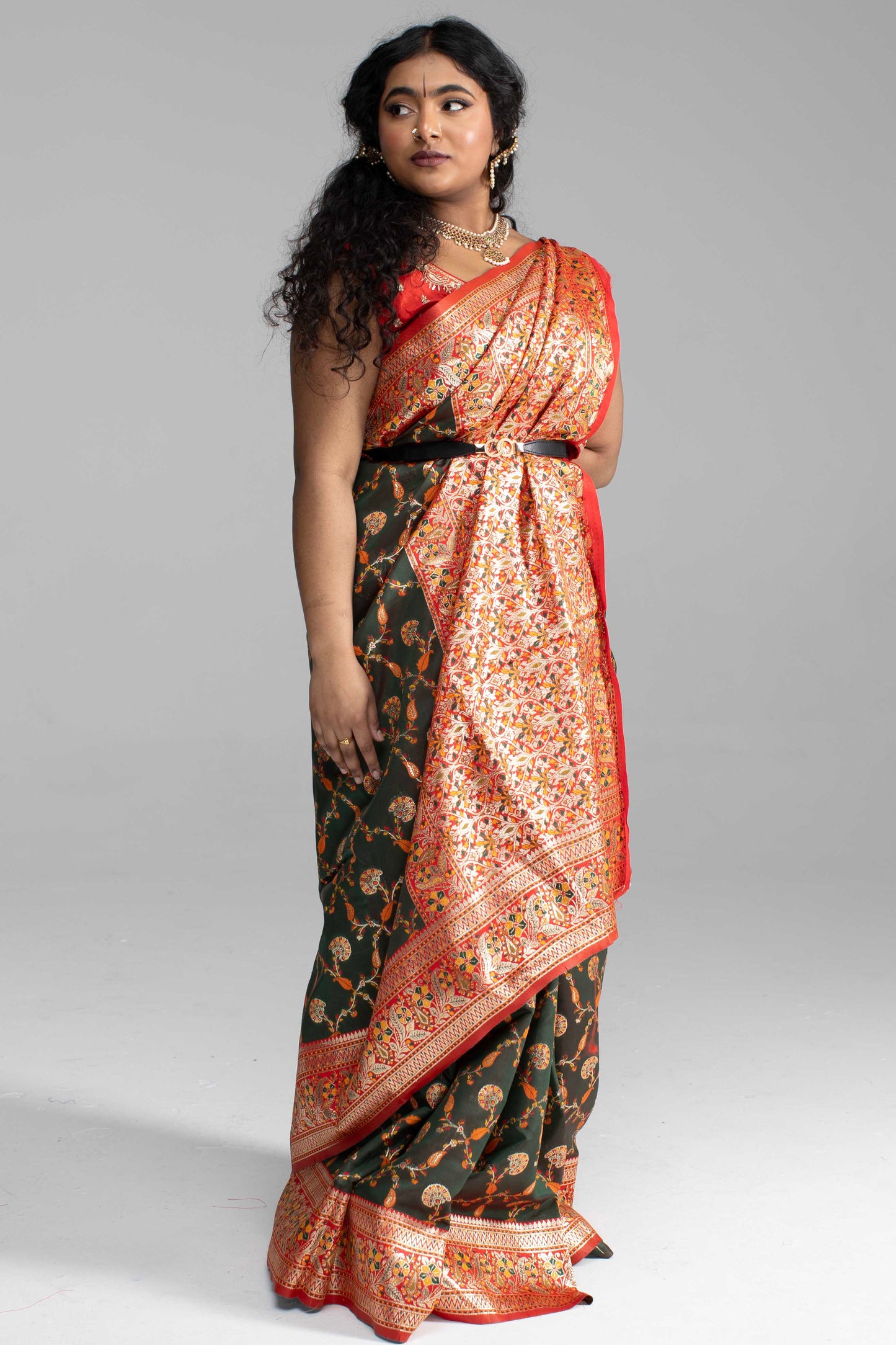 Black Banarasi Saree with Red Border – Available in 5 Stunning Colours