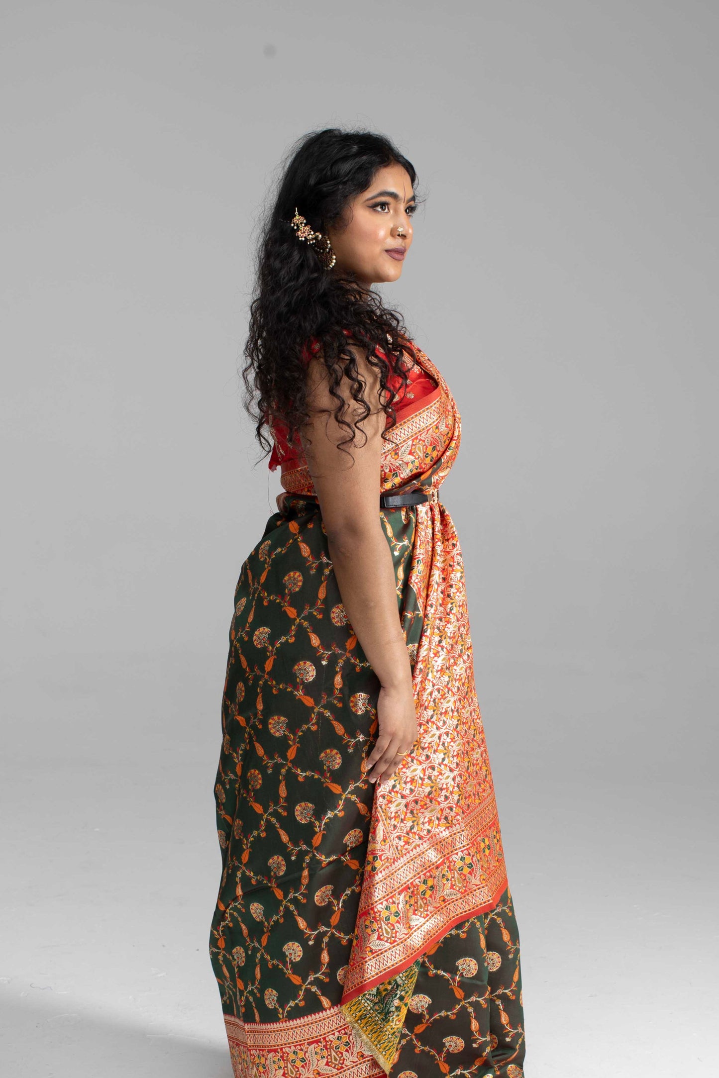 Black Banarasi Saree with Red Border – Available in 5 Stunning Colours