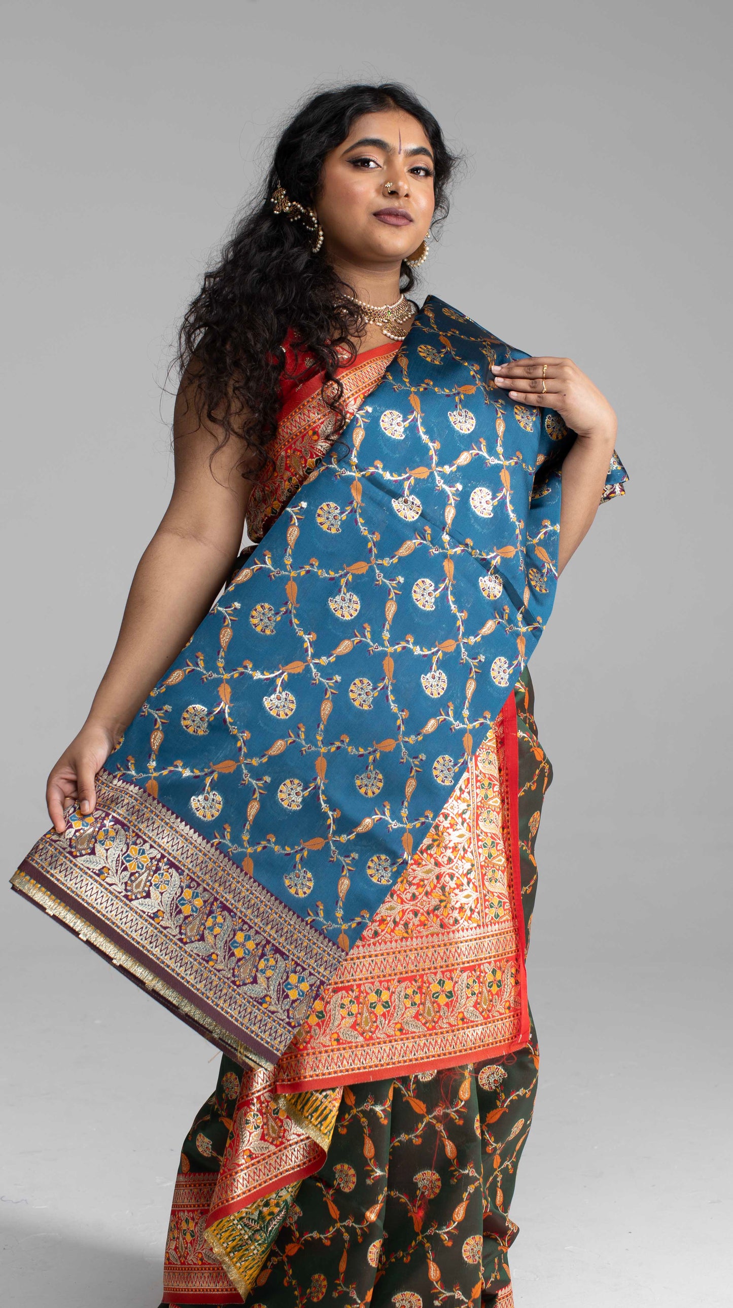 Black Banarasi Saree with Red Border – Available in 5 Stunning Colours