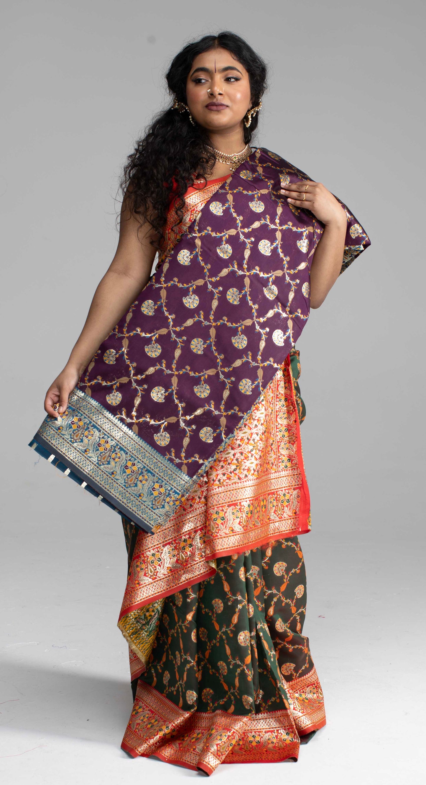 Black Banarasi Saree with Red Border – Available in 5 Stunning Colours