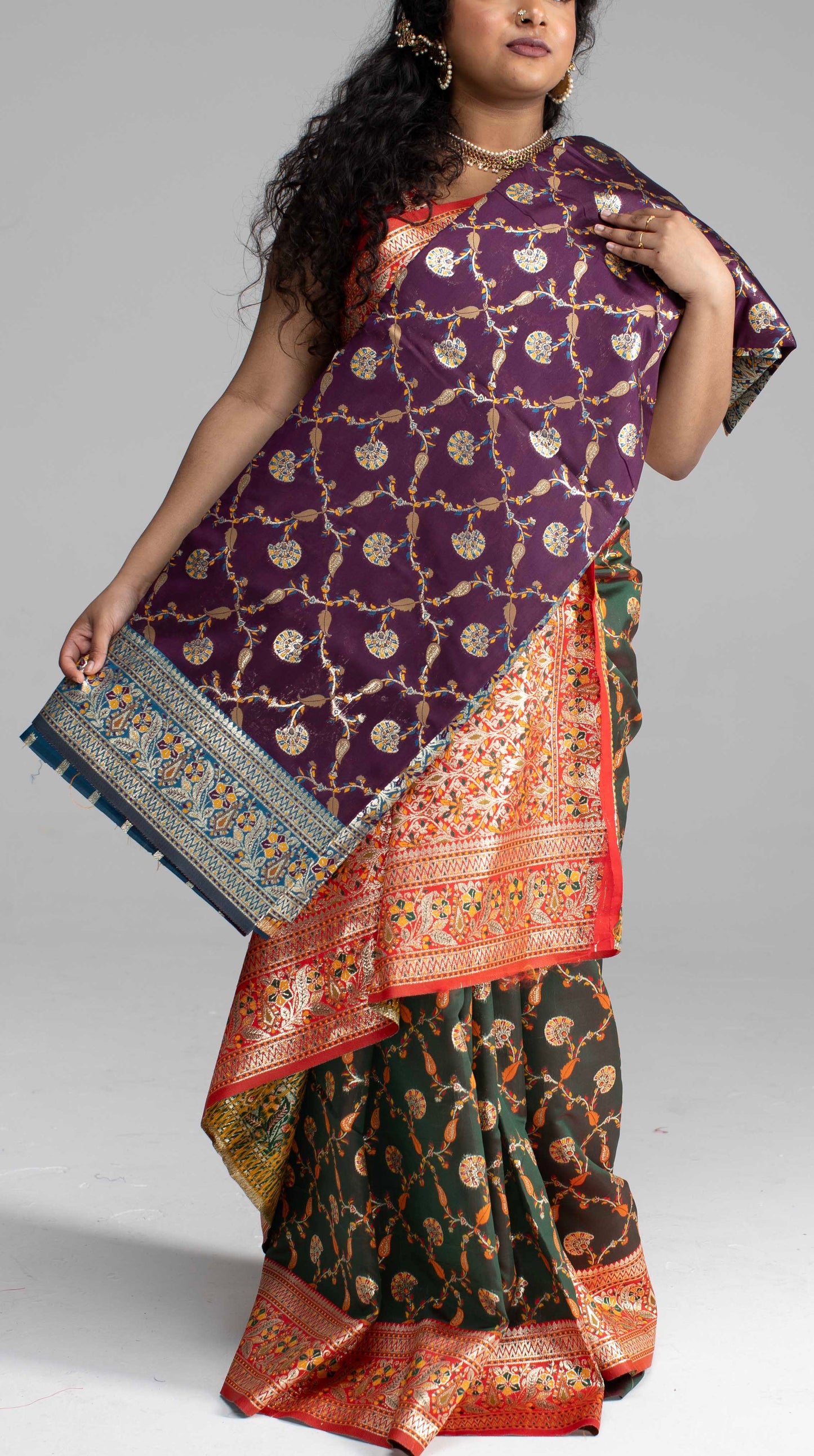 Black Banarasi Saree with Red Border – Available in 5 Stunning Colours