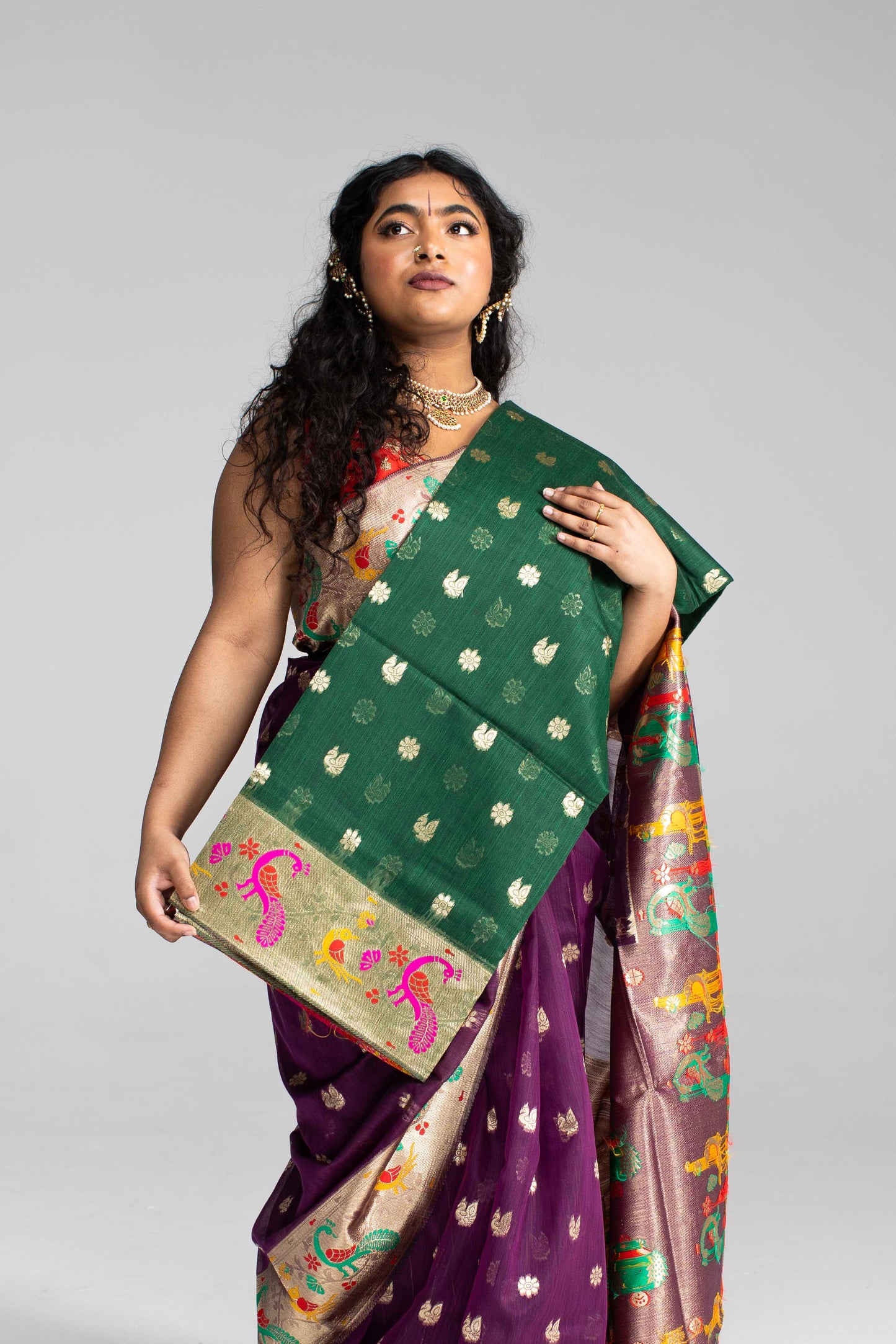 Elegant Deep Purple Cotton Saree with Silk Gold Zari
