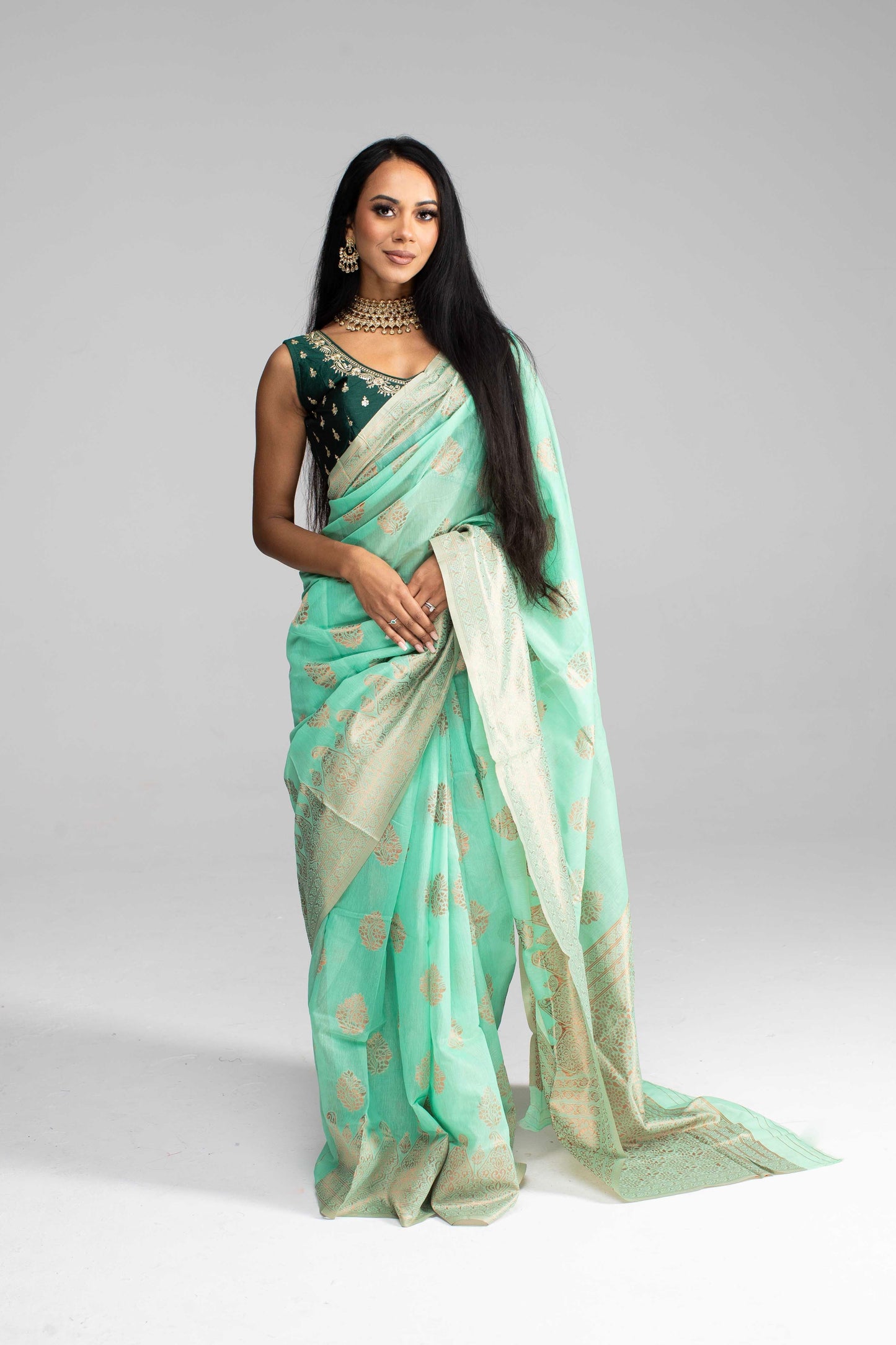 Mint Green Cotton Saree – Soft, Breathable & Available in 4 Stunning Colours