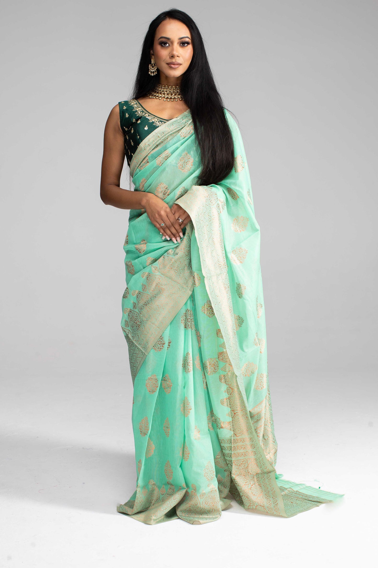 Mint Green Cotton Saree – Soft, Breathable & Available in 4 Stunning Colours