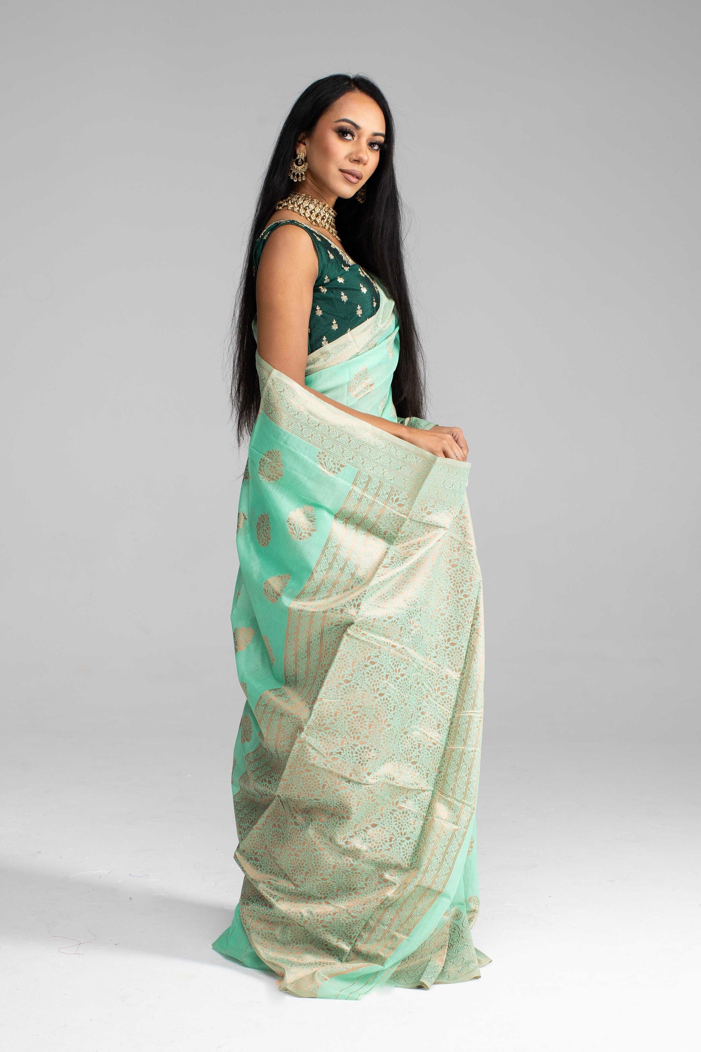 Mint Green Cotton Saree – Soft, Breathable & Available in 4 Stunning Colours