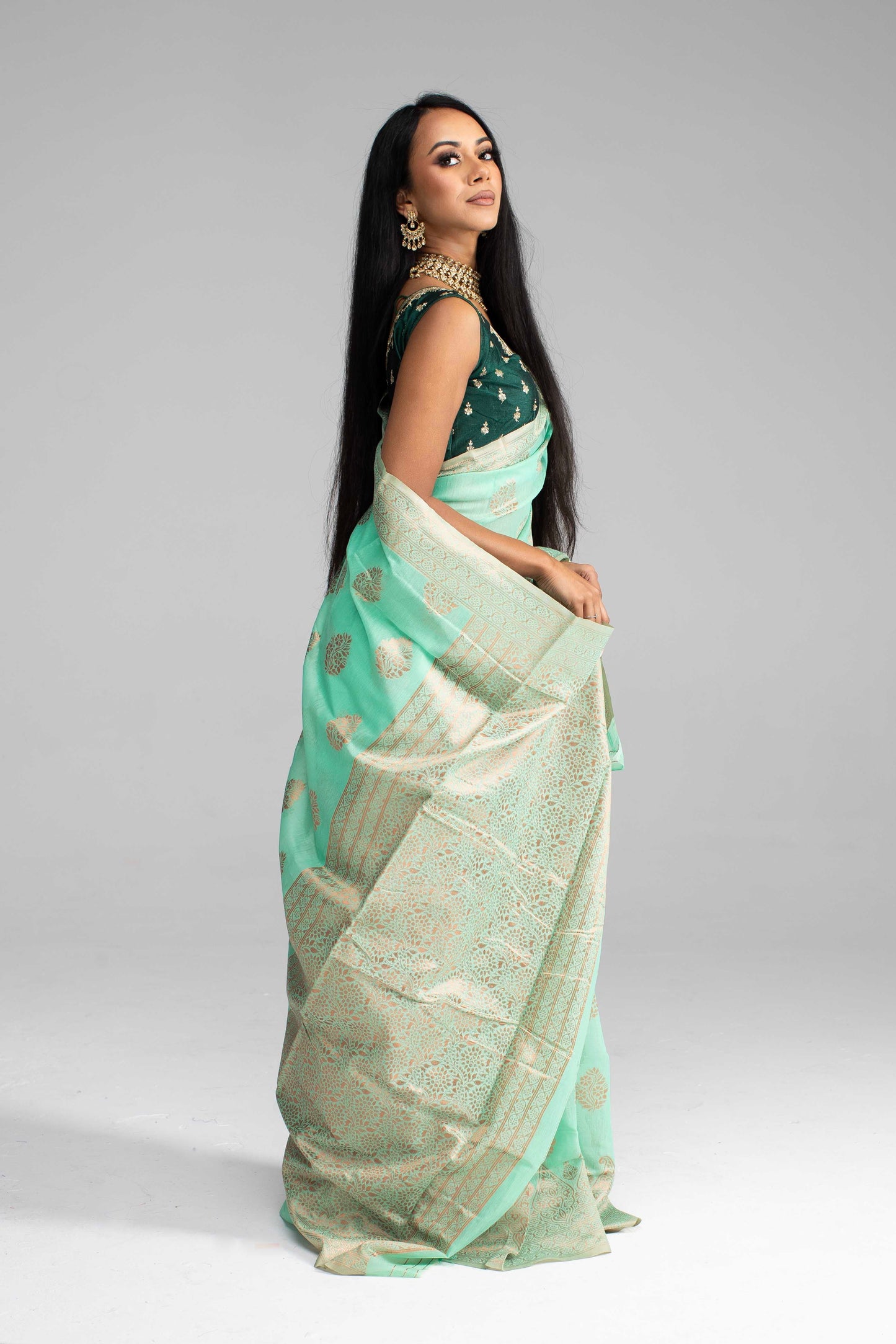 Mint Green Cotton Saree – Soft, Breathable & Available in 4 Stunning Colours