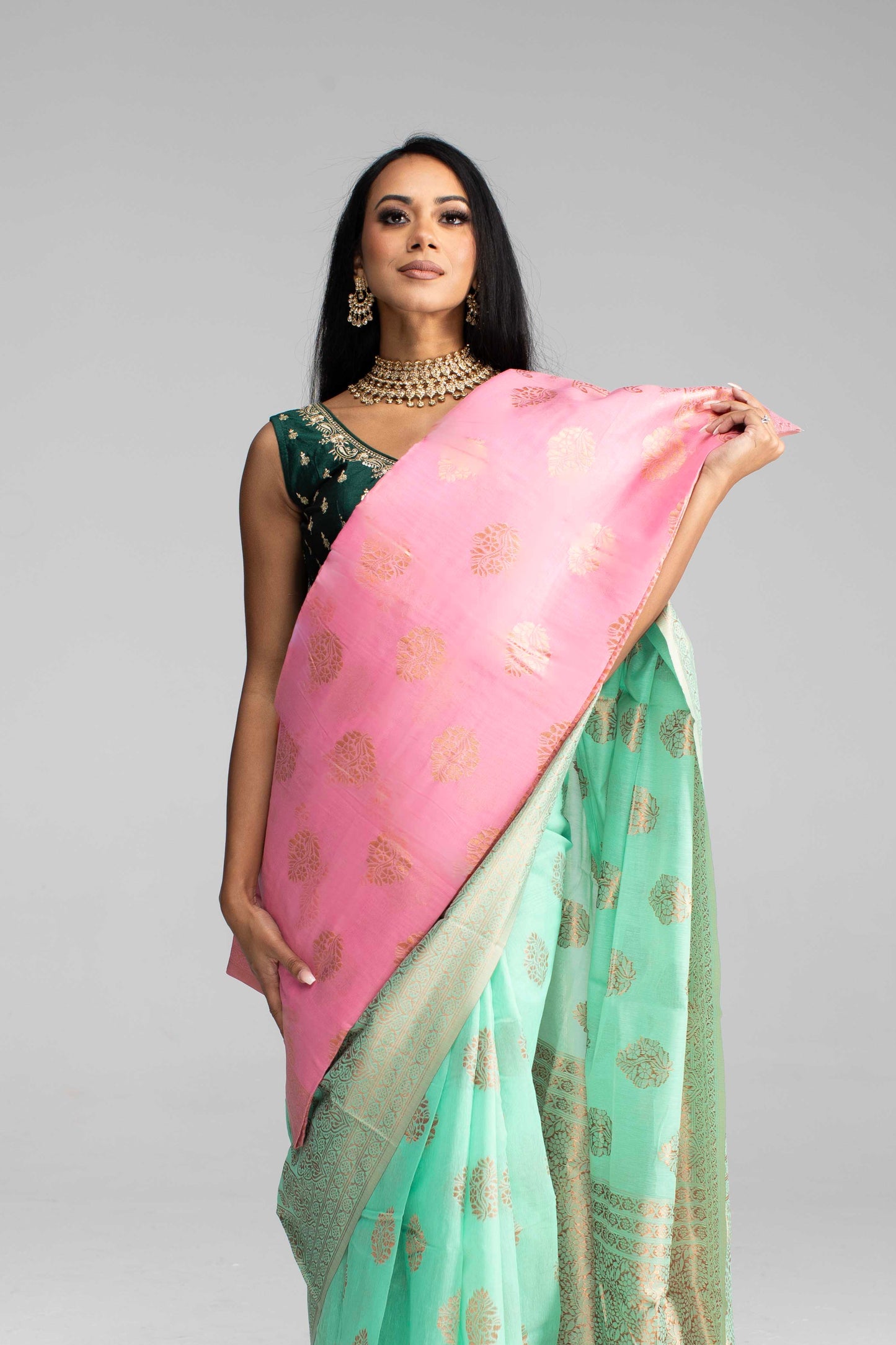 Mint Green Cotton Saree – Soft, Breathable & Available in 4 Stunning Colours