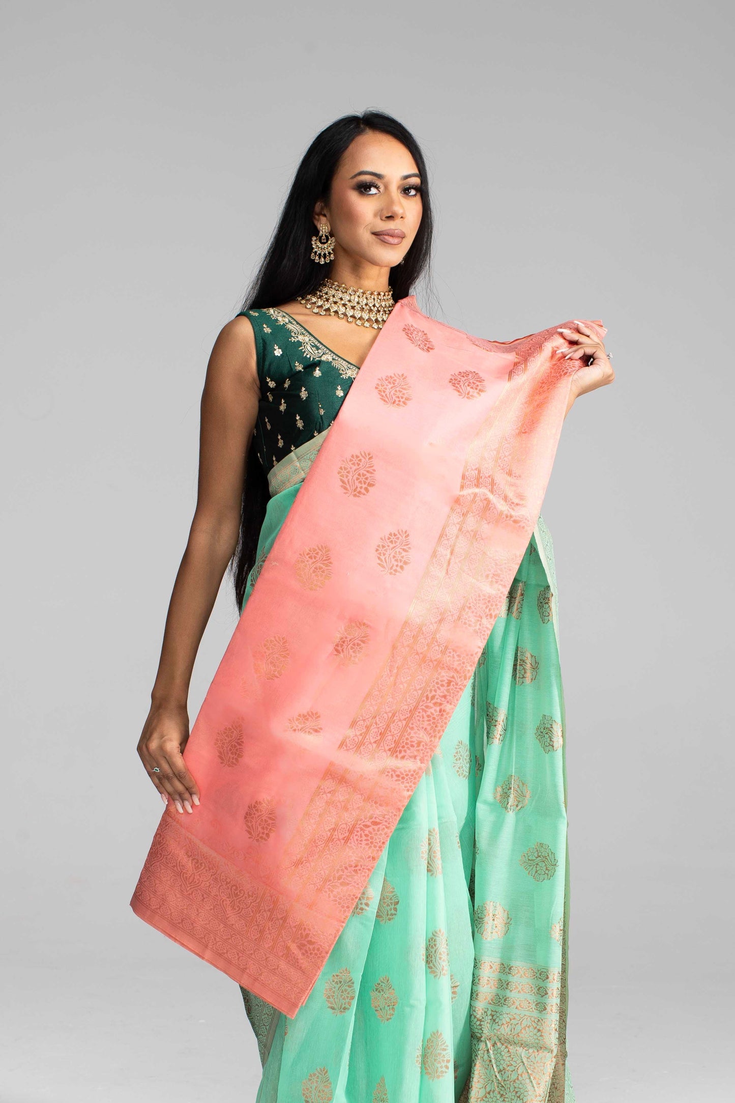 Mint Green Cotton Saree – Soft, Breathable & Available in 4 Stunning Colours