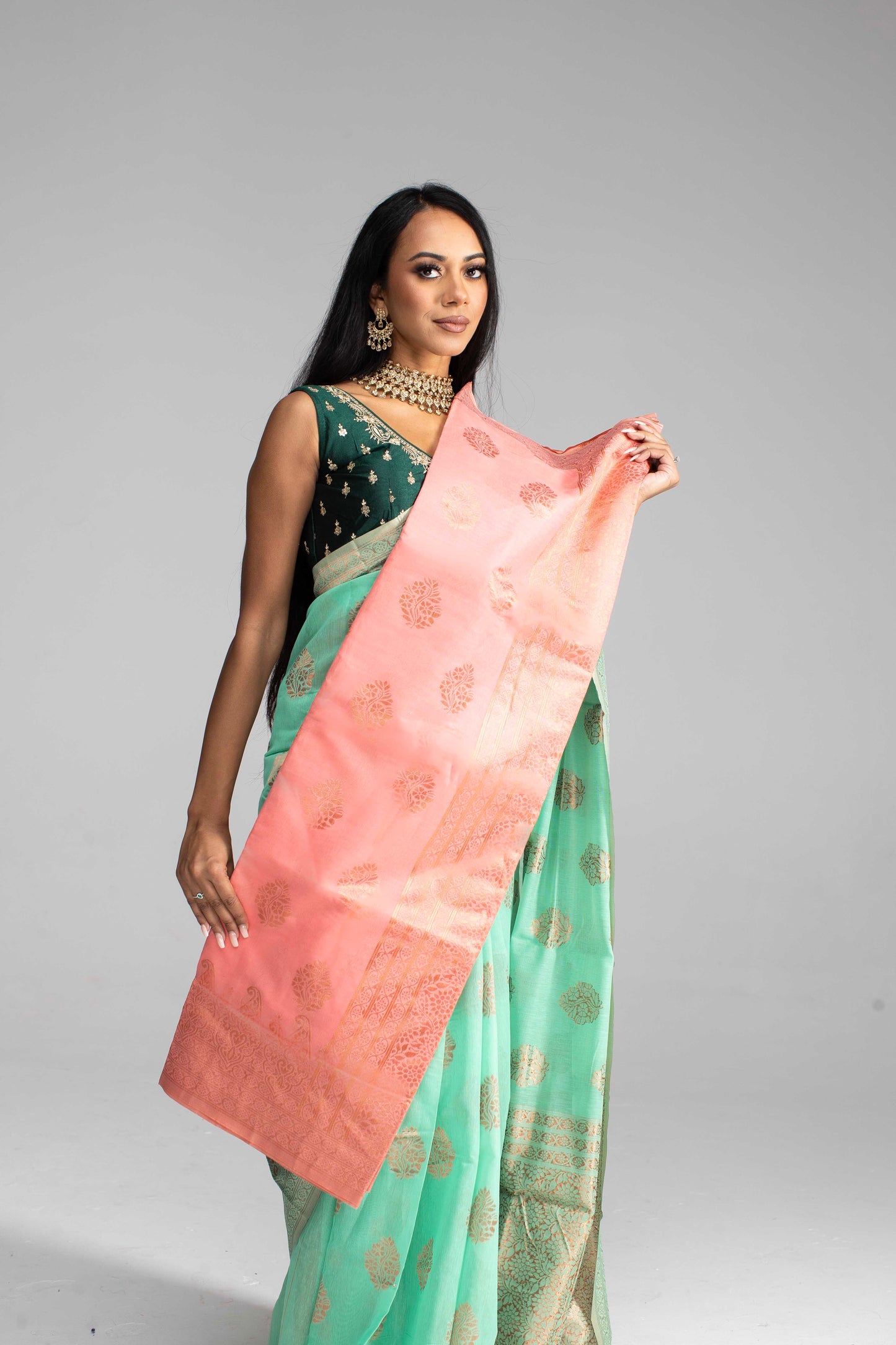 Mint Green Cotton Saree – Soft, Breathable & Available in 4 Stunning Colours