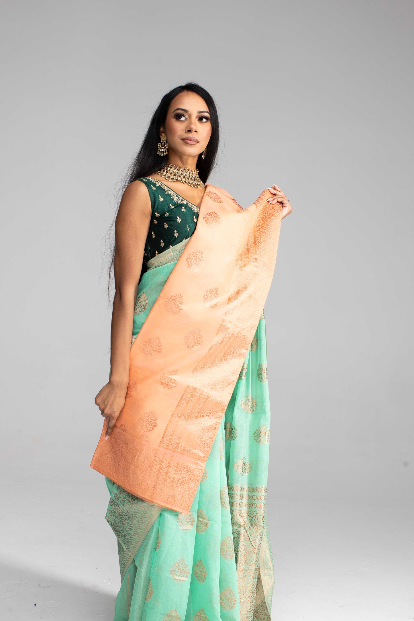 Mint Green Cotton Saree – Soft, Breathable & Available in 4 Stunning Colours