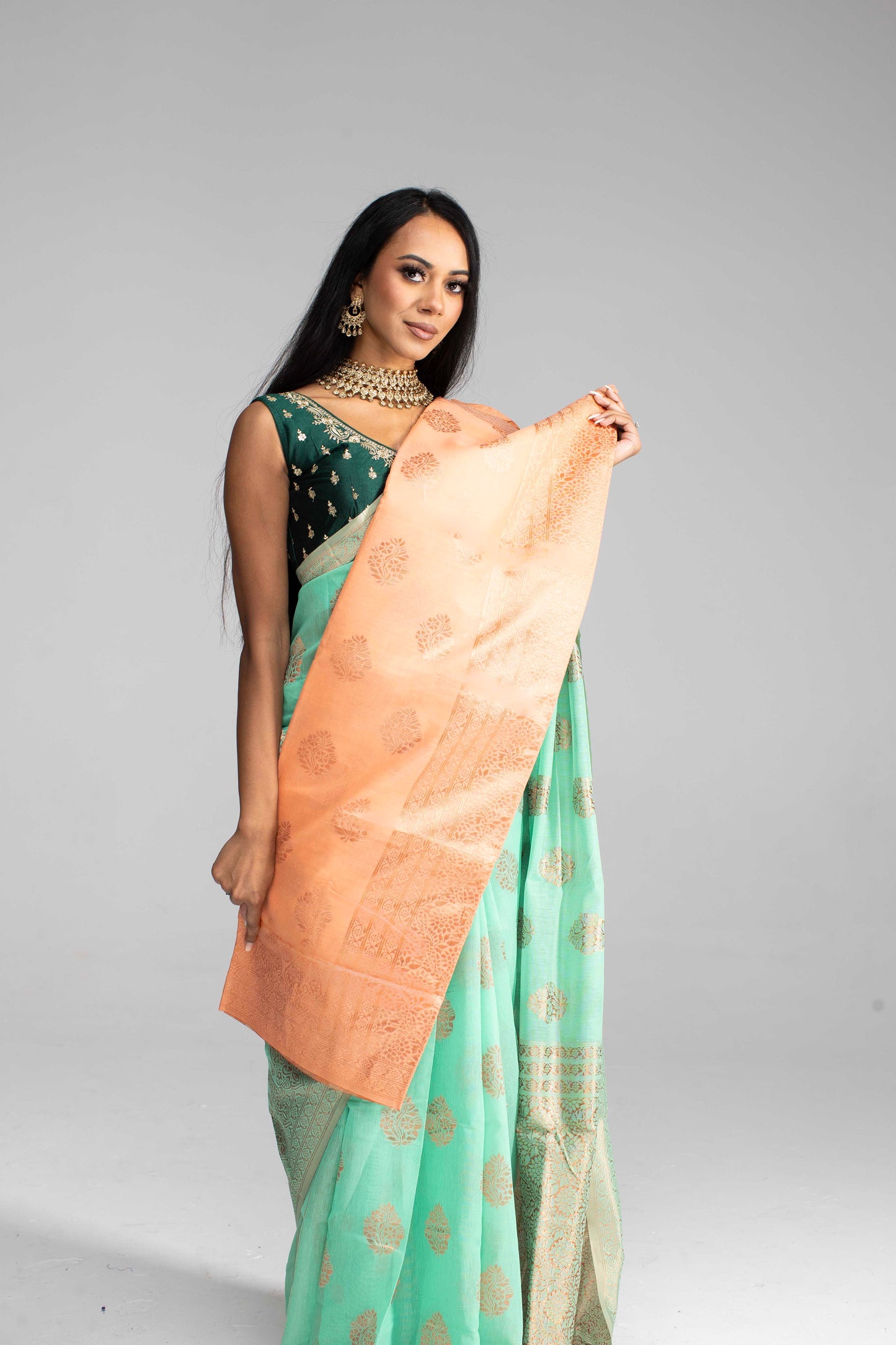 Mint Green Cotton Saree – Soft, Breathable & Available in 4 Stunning Colours