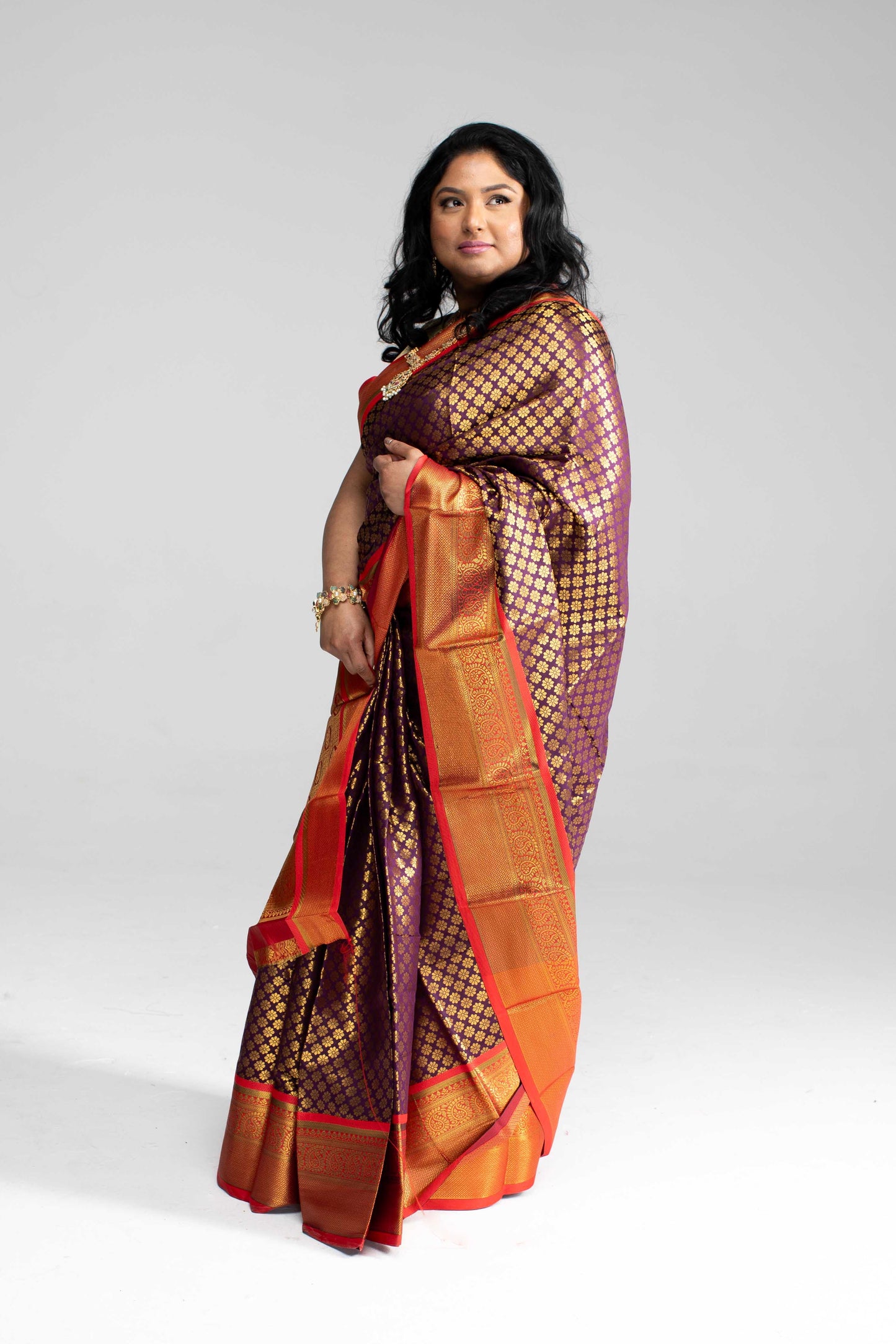 Dual Shade Coffee Brown with Purple Hue Saree