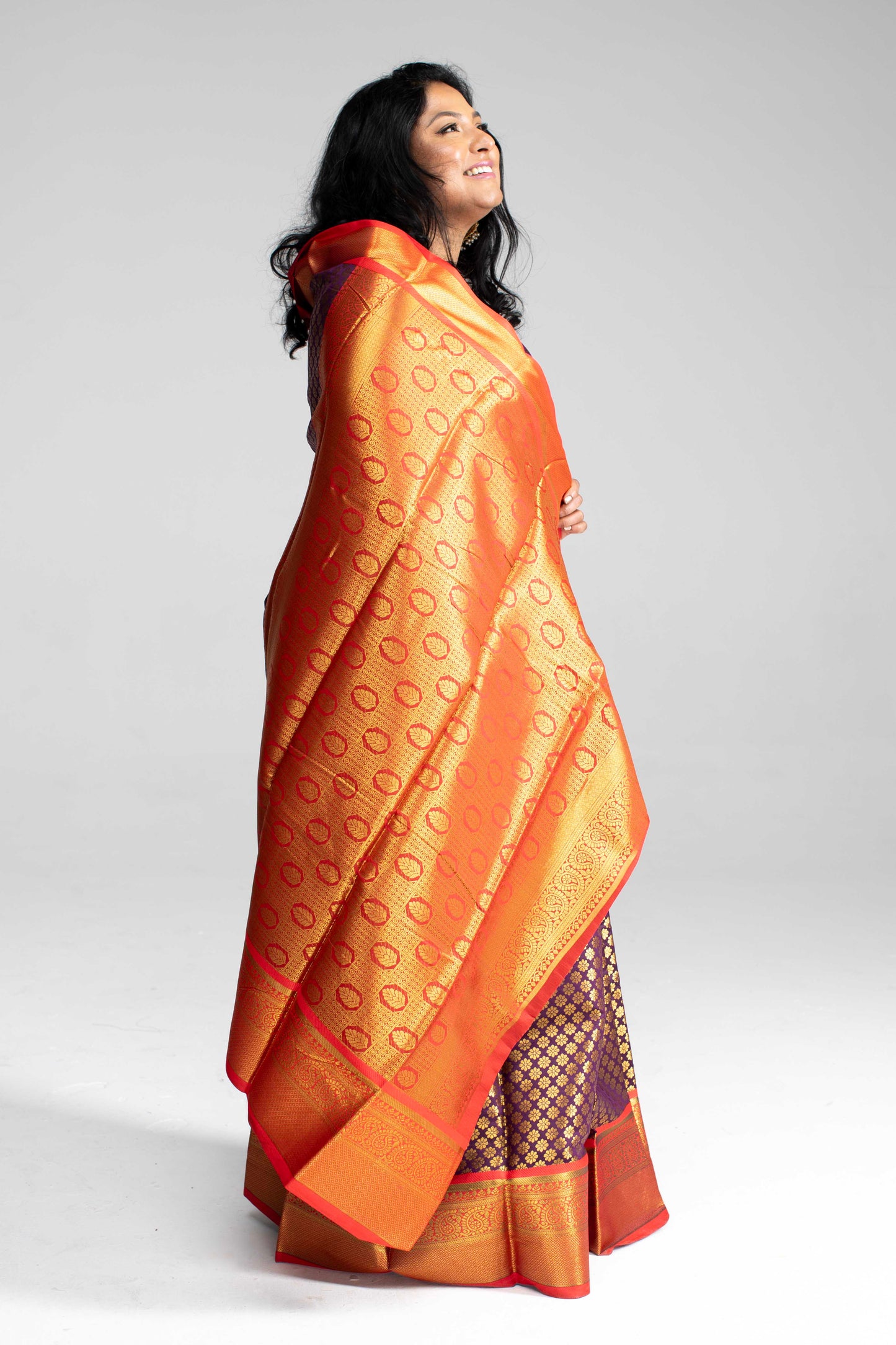 Dual Shade Coffee Brown with Purple Hue Saree