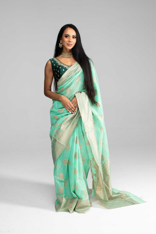 Mint Green Cotton Saree – Soft, Breathable & Available in 4 Stunning Colours