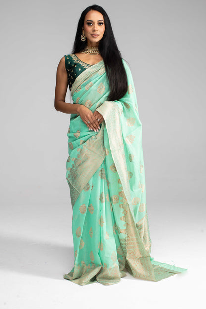 Mint Green Cotton Saree – Soft, Breathable & Available in 4 Stunning Colours
