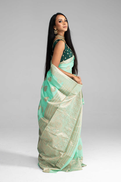Mint Green Cotton Saree – Soft, Breathable & Available in 4 Stunning Colours