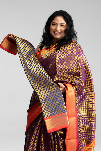 Dual Shade Coffee Brown with Purple Hue Saree