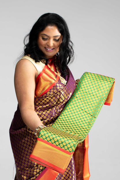 Dual Shade Coffee Brown with Purple Hue Saree